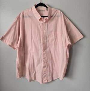 Munsingwear Men’s XXL Easter Spring Salmon Pink Gingham Plaid Button Down Shirt
